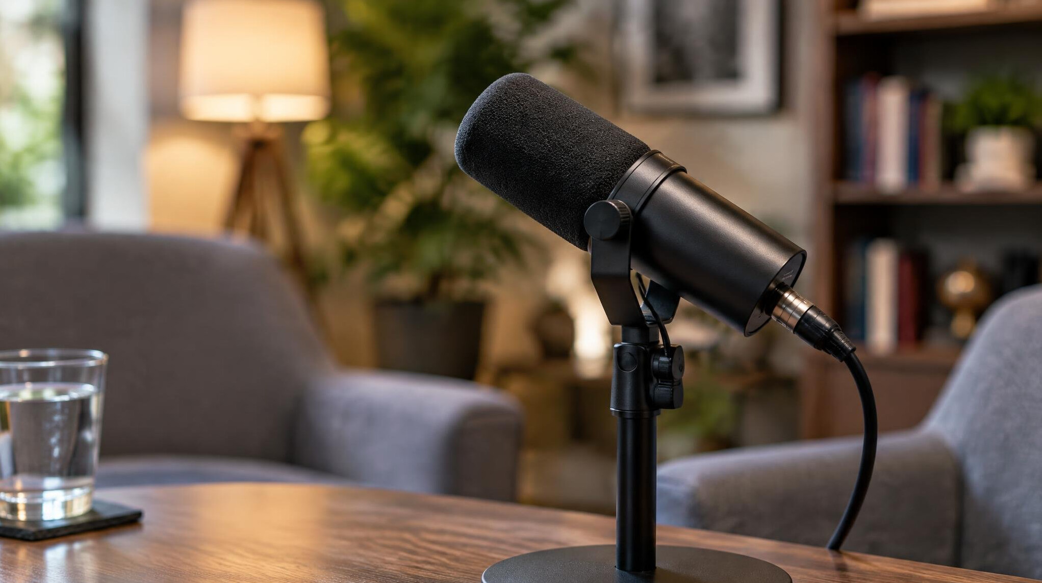 Professional microphone ready for a short interview