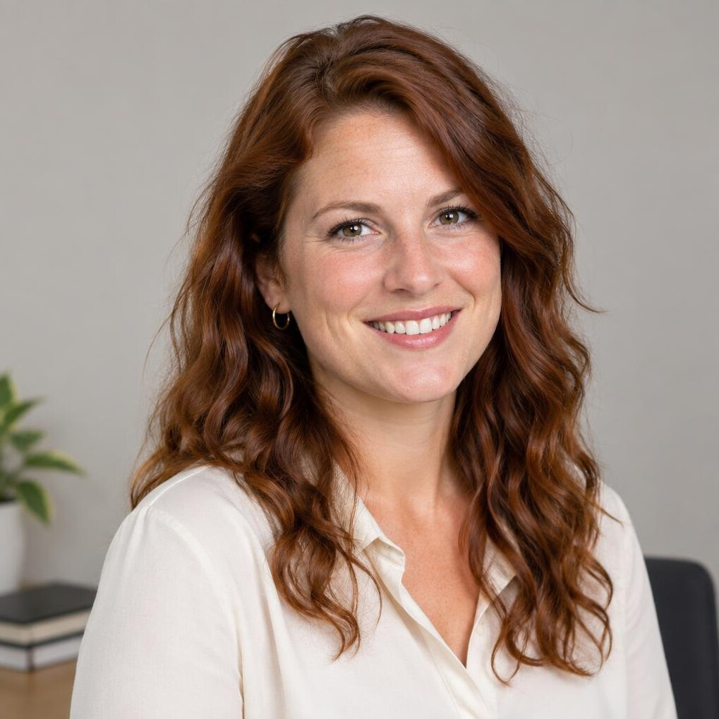 Portrait of a smiling woman with brown hair